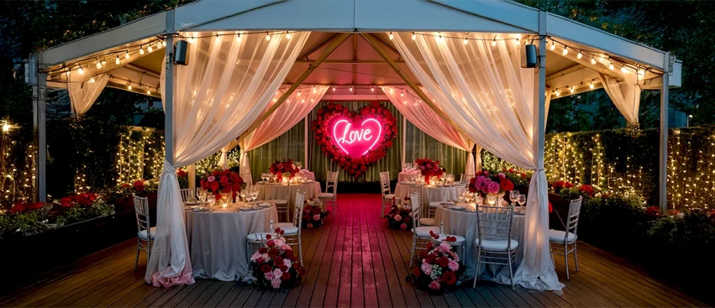 How Custom Banners and Canopies Perfect Valentine’s Day Dining Outdoors